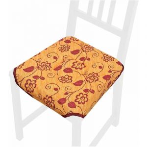 Coussin pour Chaise Doux Universel Lavable Housses de Chaise Lacets de fixation Fleurì - Orange