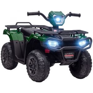 Homcom Quad électrique enfant - 12V - double moteur vitesse 2-4 km/h phares et musique - PP et acier - 88x45x50cm - vert