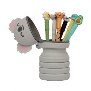 Mr. Wonderful Set de 6 stylos effaçables Bo-Bo + trousse en silicone koala - Couleurs: bleue, noire, verte, rouge, rose et orange