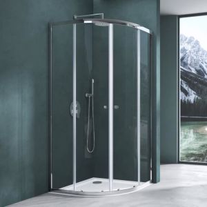 Mai & Mai Cabine de Douche avec Deux Portes Paroi de Douche en Quart de Cercle Bac &agrave; Douche Compris Verre Tremp&eacute; 80x80x195cm