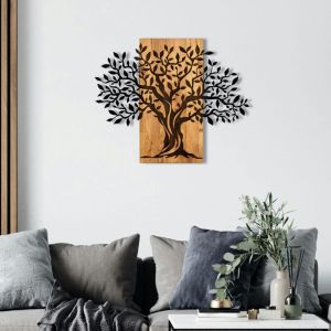 D&eacute;coration murale en m&eacute;tal et bois &ndash; arbre de vie