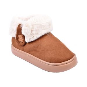 Pantoufle Bottine Int&eacute;rieure Femme Fourr&eacute;e Md9699 Camel