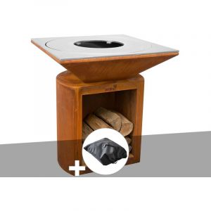 Artiss Design Brasero Artiss G2 Corten plaque de cuisson acier inoxydable alimentaire + housse de protection