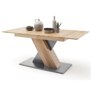 Image de Pegane Table à manger extensible en hêtre massif / gris - L.140-185 x H.77 x P.90 cm