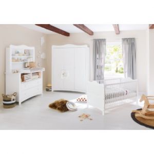 Pinolino Chambre de bébé Florentina extra large grande étagère adaptable extra large inclue 4 pièces lit de bébé évolutif commode à langer extra large étagère adaptable extra large armoire grande