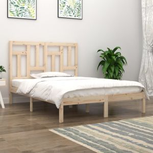 VidaXL Cadre de lit Bois de pin massif 140x190 cm Marron