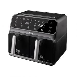 Jocca Friteuse à Air Chaud 8L | Sans Huile Grande Capacité | Air Fryer avec 2 Cuves 4L+4L | Minuterie | Température Réglable | 1700W | Noir