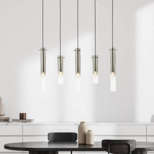Brilliant AG Lamp Glasini suspension 5 ampoules noir mat/verre fumé métal/verre noir 5x C35, E14, 25 w