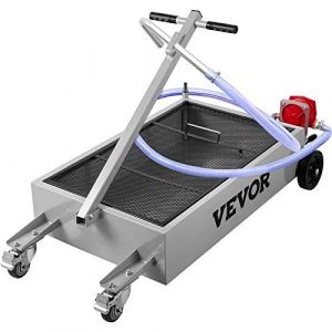VEVOR Bac de vidange d'huile, réservoir de vidange d'huile de 15 gallons, bac de vidange d'huile à profil bas de 57 L, bac de vidange d'huile de grande capacité, main pliable, avec pompe, tuyau, roule