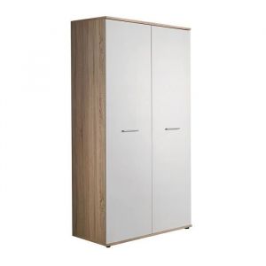 Denver Electronics Armoire chambre d'enfant design coloris chêne et blanc avec 2 portes battantes collection .