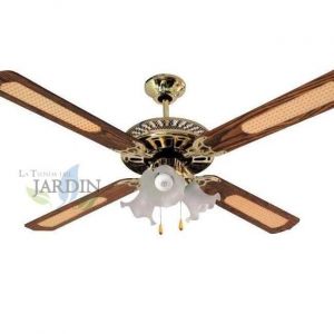 Ventilateur de plafond classique avec lumi&egrave;re et t&eacute;l&eacute;commande 52'' 132 cm, 4 pales et 3 vitesses