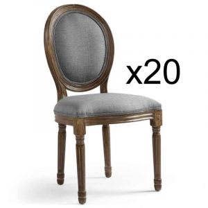 Lot de 20 Chaises Médaillon Tissu "Versailles" 96cm Gris Clair