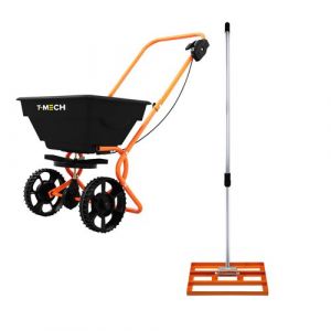 Monster shop &Eacute;pandeur Rotatif & Niveleur de Pelouse 50 cm (Orange) R&acirc;teau de Nivellement Saleuse Fertiliseur