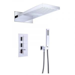 Desconocido Silla Élégant Colonne de Douche Thermostatique en Laiton Encastrée, Ensemble de Douche Mécanique, Ch