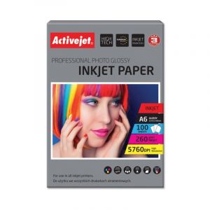 Activejet Papier Photo AP6-260GR100 Brillant A6 260 g/m&sup2; 100 feuilles