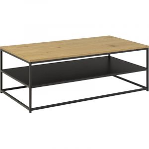 Ebuy24 - Table basse double plateau 120x60x42 cm d&eacute;cor ch&ecirc;ne et noir