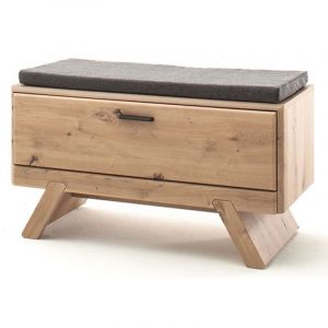 Pegane Banc de rangement &agrave; chaussures en ch&ecirc;ne massif huil&eacute; - Longueur 89 x Hauteur 47 x Profondeur 39 cm