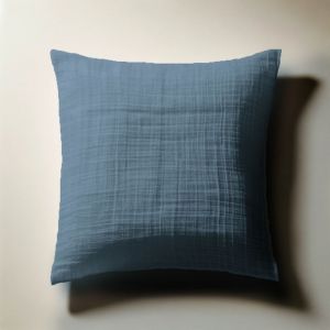 Taie d'oreiller gaze de coton TERTIO - Bleu orage