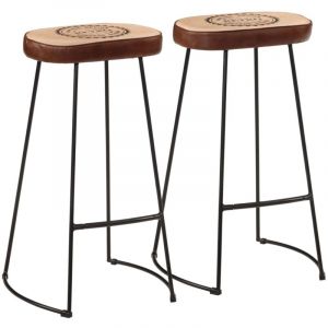 VidaXL Tabourets de bar lot de 2 marron foncé 44x37,5x78 cm, chaise, tabouret de bar de cuisine, chaise de bistro, tabouret de bar pour petit-déjeuner