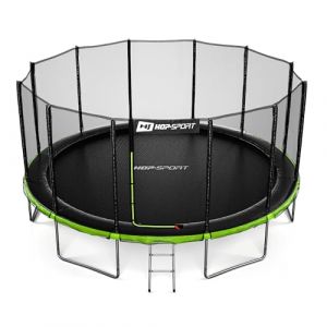 Hop-Sport Trampoline Rond pour Enfants 488cm, Kit Complet Jardin, Filet de sécurité Extérieur, Max. 150kg, Certificat TÜV/GS