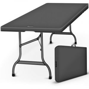 Tillvex Table de jardin pliante en plastique 180x75 cm Table de buffet avec une poignée Table pliable pour le jardin, la terrasse et le balcon Table