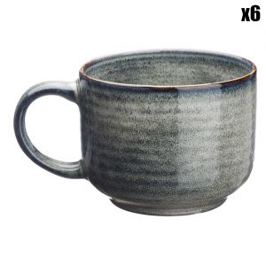 6 Mugs en Grès Zen gris/bleu - 40 cl
