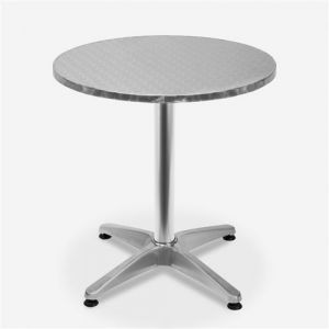 Image de Table de bar ext&eacute;rieur avec plateau rond pliant 70 cm en acier Skladan