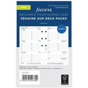 Filofax Mini 1 semaine sur 2 pages en français 2025