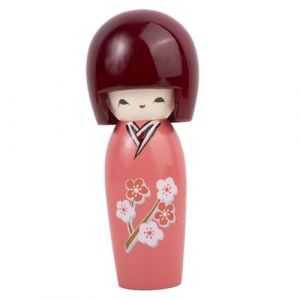 Lachineuse Poup&eacute;e Japonaise Joie 14 cm - Kokeshi en Bois avec Kimono Fleurs de Cerisier - Coloris Rose - Figurine D&eacute;coration Japonaise - Kokeshi Traditionnelle Japon - Id&eacute;e Cadeau Original D&eacute;co Asie