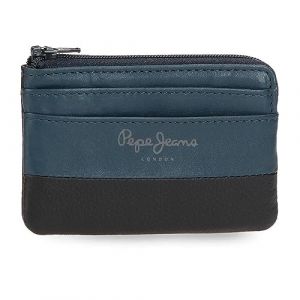 Pepe Jeans Portefeuille double en cuir bleu marine