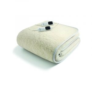 Imetec Chauffe Matelas - Chauffant Confort Surmatelas Chauffant - 2 Places 100% Laine Et Mérinos, 150 X 160 Cm - Chauffage Rapide 6 Températures Température