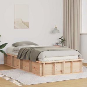 VidaXL Lit plateforme en bois de pin massif naturel 90 x 190 cm rangement à soulèvement style moderne facile à monter 3385739