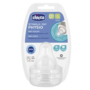 Chicco T&eacute;tine Physiologique Anti-Coliques D&eacute;bit Lent +0m Lot de 2