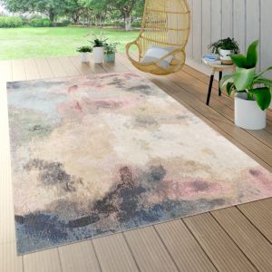 Paco Home - Tapis Exterieur Terrasse Salon Cuisine Vintage Motif Abstrait Pastel Beige Rose 80x150 cm