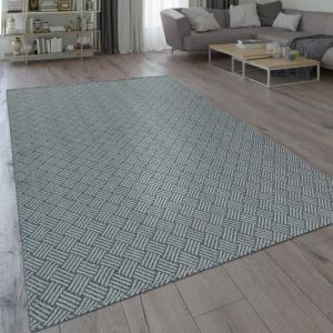 Tapis Moderne Tissage &Agrave; Plat Motif Tiss&eacute; Motif Tresse Design G&eacute;om&eacute;trique Gris [160x220 cm]