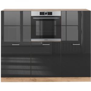 Vicco - Cuisine Bloc "R-Line" 180cm Antracite ultra-brillant/Ch&ecirc;ne