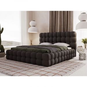 Lit rembourré avec rangement 180x200 bouclé noir Twist