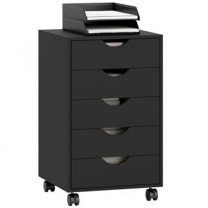 Homcom Caisson bureau mobile - sur roulettes - 5 tiroirs - MDF - 40 x 40 x 67 cm - noir
