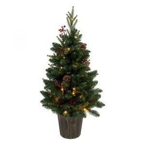 Sapin de No&euml;l artificiel avec d&eacute;co & lumineux 50 LED Blanc chaud H 90 cm