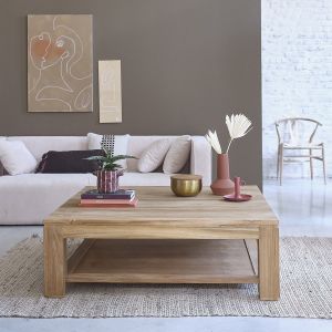 Bois Dessus Bois Dessous Table basse carrée en bois de teck 120