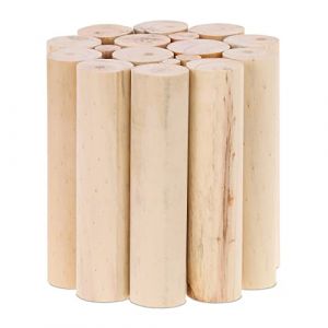 Image de Relaxdays Support pour pots de fleurs, en bois tourné, matériaux naturels, tabouret rond, HxD 20 x 20 cm, naturel