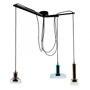 Artemide Lampe à suspension STABLIGHT (Trois couleurs: "A" marrone "B" vert ambre "C" aquamarine - Verre soufflé, aluminium)