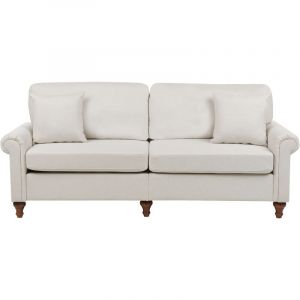Beliani Canapé 3 Places En Tissu Beige Ginnerup