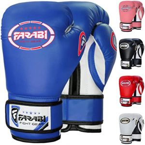 Gant de boxe - Farabi Sports - Enfant - 8 OZ - Similicuir - Bleu