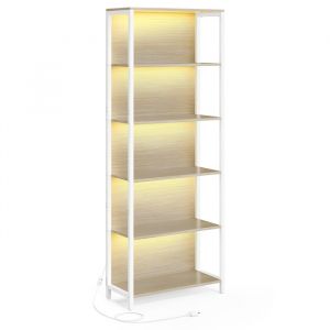 Bibliothèque led à 6 niveaux 30,3 x 60 x 178,6 cm beige