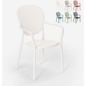 Ahd Amazing Home Design Chaise design moderne pour restaurant bar cuisine ext&eacute;rieure en polypropyl&egrave;ne Clara, Couleur: Blanc