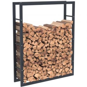 BC-Elec HHWPF0025 Rangement à bois en acier noir 125*100*25CM, rack pour bois de chauffage, range-bûches - Noir