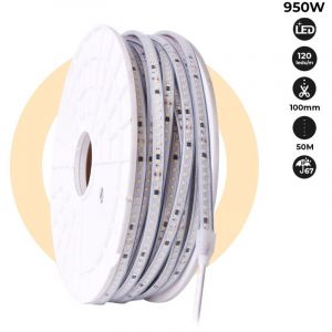Barcelona led Ruban LED 220V - 950W (6000xSMD2835) 12mm - Ext&eacute;rieur : IP67 - Rouleau de 50 m&egrave;tres - S&eacute;cable tous les 10cm