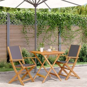VidaXL Ensemble de bistro 3 pcs anthracite tissu et bois massif, ensemble de bistro de jardin, ensemble de balcon, ensemble de meubles d'ext&eacute;rieur