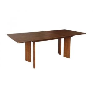 Table &agrave; manger rectangulaire extensible bois d'h&eacute;v&eacute;a et placage ch&ecirc;ne noyer 6-8 places 170-210cm - Albane